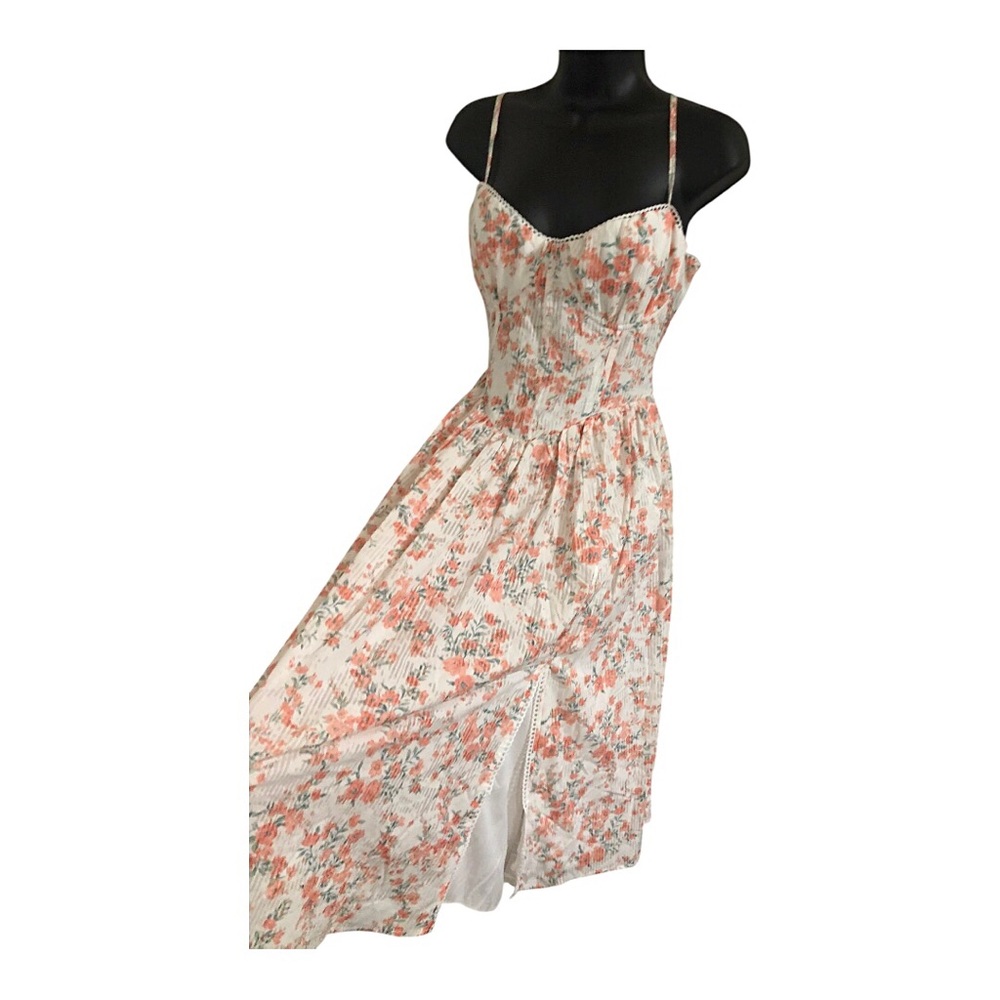 Jessica Simpson white orange floral back lace up fit &‎ flare dress size XL new